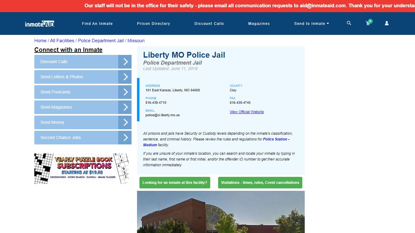Liberty MO Police Jail & Inmate Search - Liberty, MO