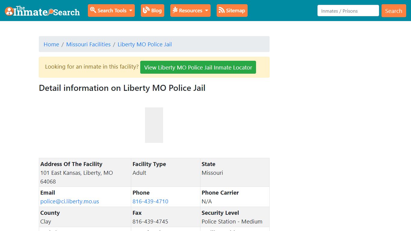 Information on Liberty MO Police Jail