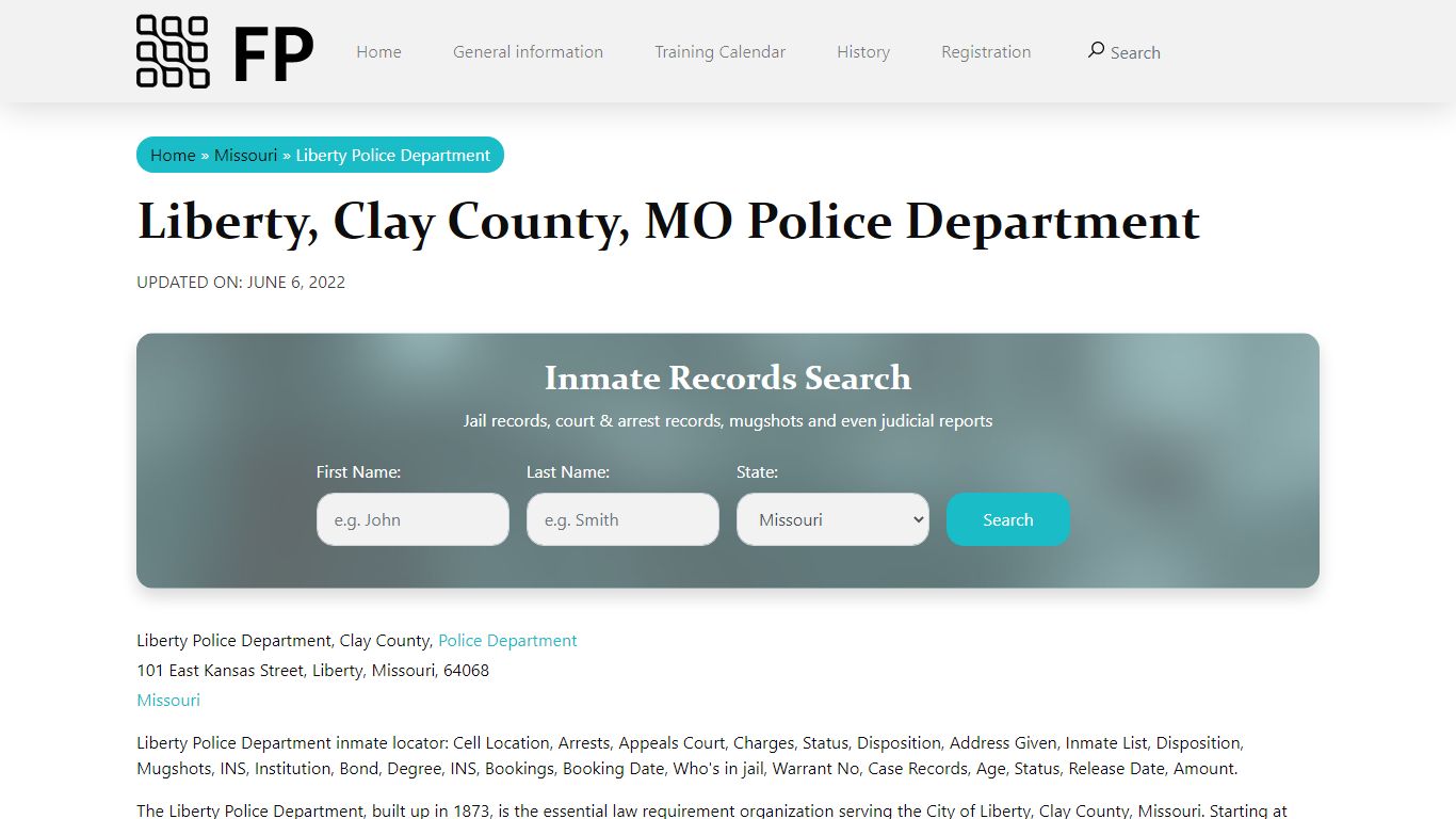 Liberty, MO Police - City Jail Inmates, Arrests